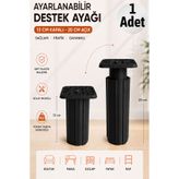 Badem10 Kare Başlı Siyah Ayarlanabilir Destek Ayağı 13X20 cm Sert Plastik Tekli Dolap Mobilya Ayağı