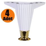 Badem10 Mobilya Kanepe Masa Puf Sehpa 12 cm 4 Adet Beyaz Baza Ayağı