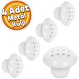 Badem10 Noktalı Mantar Düğme Çekmece Dolap Kapak Beyaz 4 Adet Kulp