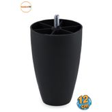 Badem10 Oval (M8 INCE DİŞ) Plastik 12 Cm Siyah Mobilya Dolap Kanepe Koltuk Yükseltici Destek Ayağı Ayakları