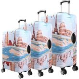 Bagacar Kule Büyük Orta Kabin Boy Için 3 Lü Valiz Kılıfı - Gök Mavi - 3lü set