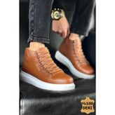 Bağcıklı Hakiki Deri Erkek Sneaker Bot Taba