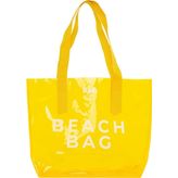 Bagmori Sari Beach Bag Baskili Seffaf Plaj Cantasi