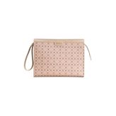 BAHELS Kadın Bej Monogram Portföy Kulplu Clutch Çanta