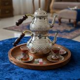 Bakır Işlemeli Klasik Çaydanlık - Gümüş