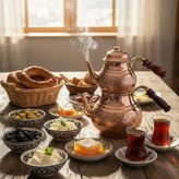 Bakır Işlemeli Klasik Çaydanlık - Parlak Bakır