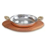 Bakir Sahan Ve Ahsap Altlik 22 Cm