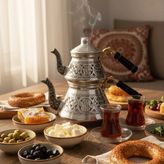 Bakır Selçuk Çaydanlık - Gri