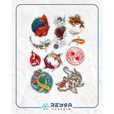 Balık Stikcer Set-2 13 Parça Telefon, Tablet, Defter, Laptop Sticker