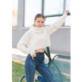 Balıkçı Yaka Örme Crop Kazak
