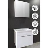 Balneom Banyo Defne 80 Cm Banyo Dolabı Aynalı Dolaplı Üst Dolap Lavabo Beyaz