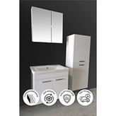 Balneom Banyo Defne 80cm Banyo Dolabı Aynalı Dolaplı Üst Dolap Lavabo Boy Dolabı Beyaz