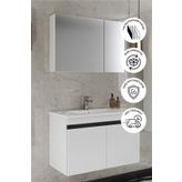 BALNEOM Banyo Idil 65 Cm %100 Mdf Beyaz Lavabolu Banyo Dolabı Aynalı Dolaplı Üst Dolap Alt Dolap Lavabo