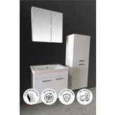 BALNEOM Defne 80 Cm %100 Mdf Banyo Dolabı Aynalı Dolaplı Üst Dolap Lavabo Boy Dolabı