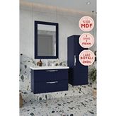 Balneom Erguvan Lacivert Demonte 80 Cm Banyo Dolabı Ayna Lavabo Boy Dolabı Çok Renkli