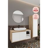 Balneom Gül 90 cm Beyaz Aynalı Lavabo Banyo Dolabı