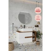 Balneom Koza 80 cm Beyaz Aynalı Üst Dolap Raf ve Lavabo Banyo Dolabı