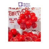 BALON DİYARI 5 adet Kırmızı ve Şeffaf pullu Balon