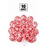 Balonsan Kırmızı Pullu Şeffaf Balon Demeti 10 Adet