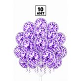 Balonsan Mor Pullu Şeffaf Balon Demeti 10 Adet