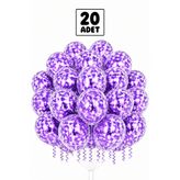 Balonsan Mor Pullu Şeffaf Balon Demeti 20 Adet