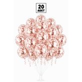 Balonsan Rose Gold Pullu Şeffaf Balon Demeti 20 Adet