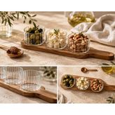 Balsa Akasya Cam Sunumluk 4 Parça