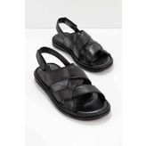 Bambi E05804024103 Siyah Leather Erkek Sandalet