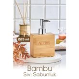 Bambu Dikdörtgen Sıvı Sabunluk Krom Pompalı 225 ml