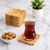 Bambu Kare Çay Tabağı – Altılı Set - 10 x 10 cm