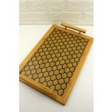 Bambu Tepsi Dikdörtgen Desenli 40*27cm Servis Sunum Tepsi