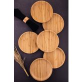 Bambum Emmy - 6 Parça Bambu Pasta Seti Servis Tabağı