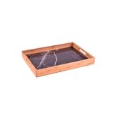 Bambum Siyah Mermer Desenli Marbella 35x23 cm Küçük Tepsi