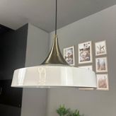 Bamyum Açe Beyaz Tekli Eskitme Kubbe Başlık Avize Retro Sarkıt Ofis Showroom Salon Mutfak Avizeleri