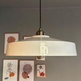 Bamyum Açe Beyaz Tekli Eskitme Yarım Lale Başlık Avize Retro Sarkıt Ofis Showroom Salon Mutfak Avizeleri