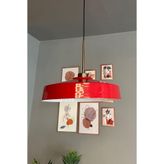 Bamyum Açe Kırmızı Tekli Ince Eskitme Başlık Avize Retro Sarkıt Ofis Showroom Salon Mutfak Avizeleri
