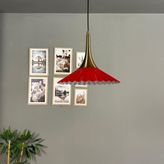 Bamyum Avilla Kırmızı Tekli Metal Avize Eskitme Külah Başlık Rustik Cafe Mutfak Modern Sarkıt Aydınlatma