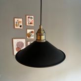 Bamyum Benjamin Siyah Renk Metal Eskitme Lale Başlık Sarkıt Avize Rustik Metal Salon Butik Otel Mağaza