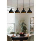 Bamyum Modern Siyah Metal Dörtlü Uzun Sarkıt Avize E27 Salon Yemek Masası