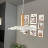 Bamyum Moriva Beyaz Metal Avize Ahşap Başlık Tekli Rustik Cafe Modern Sarkıt Aydınlatma