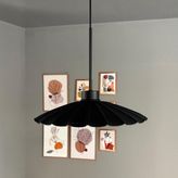 Bamyum Risso Siyah Metal Büyük Avize Ince Siyah Başlık Tekli Rustik Cafe Mutfak Modern Sarkıt Aydınlatma