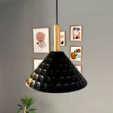 Bamyum Rumy Siyah Tekli Ahşap Kafa Başlık Avize Retro Sarkıt Ofis Showroom Salon Mutfak Avizeleri