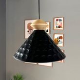 Bamyum Rumy Siyah Tekli Ahşap Topaç Başlık Avize Sarkıt Ofis Showroom Salon Mutfak Avizeleri