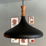 Bamyum Siyah Uzun Piyon Ahşap Tekli Avize Sarkıt Salon Mutfak Cafe Butik Lamba Aydınlatma Avizeler - 1