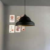 Bamyum Ulmete Siyah Yarım Lale Başlık Tekli Sarkıt Avize Salon Ofis Otel Restoran Avizeleri Vintage Tasarım - 1