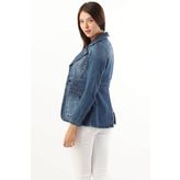 Banny Jeans Uzun Kollu Tek Düğmeli Jean Mavi Kadın Ceket