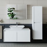 Banos 1722 Roomart Mat Beyaz 100 cm Lavabolu Mdf Banyo Dolabı Seti