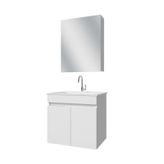 Banos AL3 Lavabolu Beyaz 65 cm Aynalı Banyo Dolabı Takımı