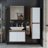 Banos Banyo Roomart tm7.3 Lavabolu Ahşap-Mat Beyaz Mdf 65 cm Banyo Dolabı+Aynalı Banyo Üst Dolap+Banyo Boy Dolabı - Atlantik Çam - Beyaz - Yok