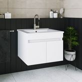 Banos Roomart LD3 Ayaksız 2 Kapaklı Lavabolu Beyaz Mdf 65 cm Banyo Dolabı